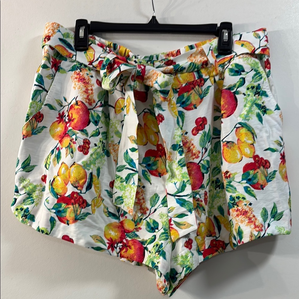 LC Lauren Conrad High Waist White and Red Floral Shorts